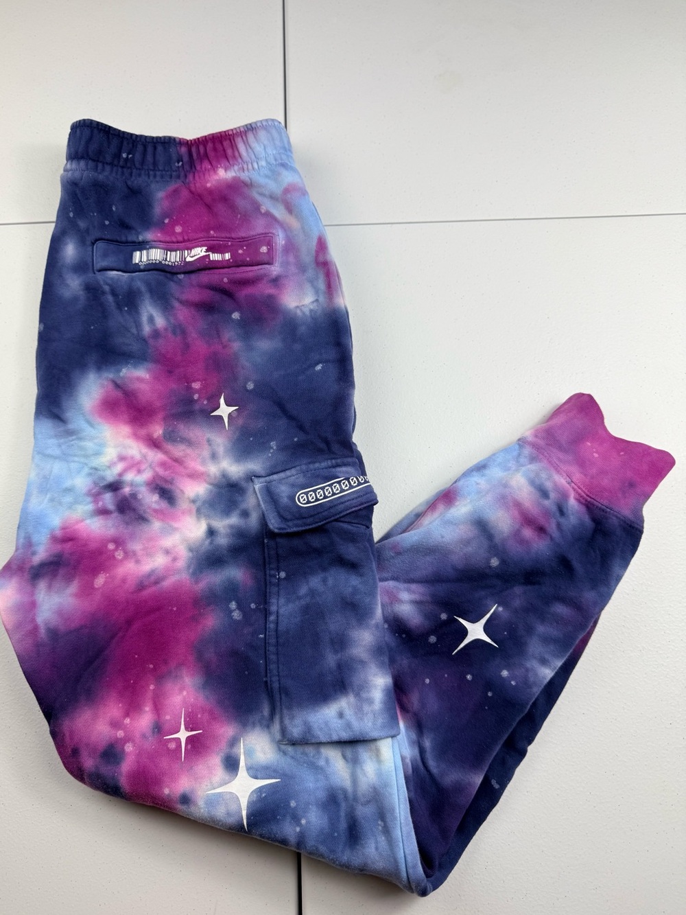 Nike Mens club space Galaxy Tie-Dye Cargo Joggers - Pink & Blue